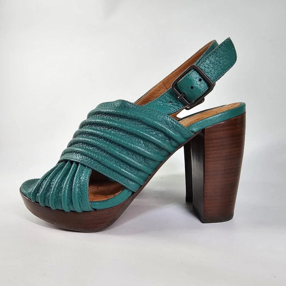 Chie Mihara Alubia Sandal Heels Womens 6 Crossover Platform Designer Slingback